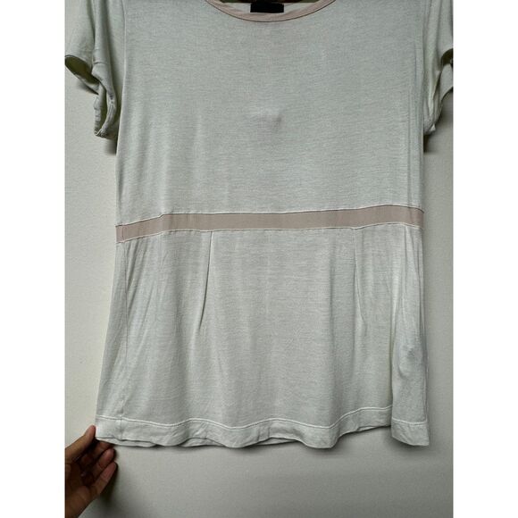 FENDI Silk Blend Bow Back Short Sleeve Tee, Ivory/Pink, Sz 44 (L-XL) - Picture 4 of 11